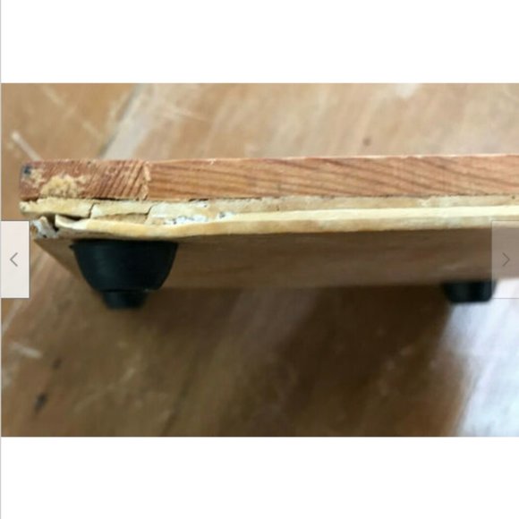 Rustic Apple Blossom Ceramic Tile Trivet Pot Holder with Wood Base - Picture 4 of 4